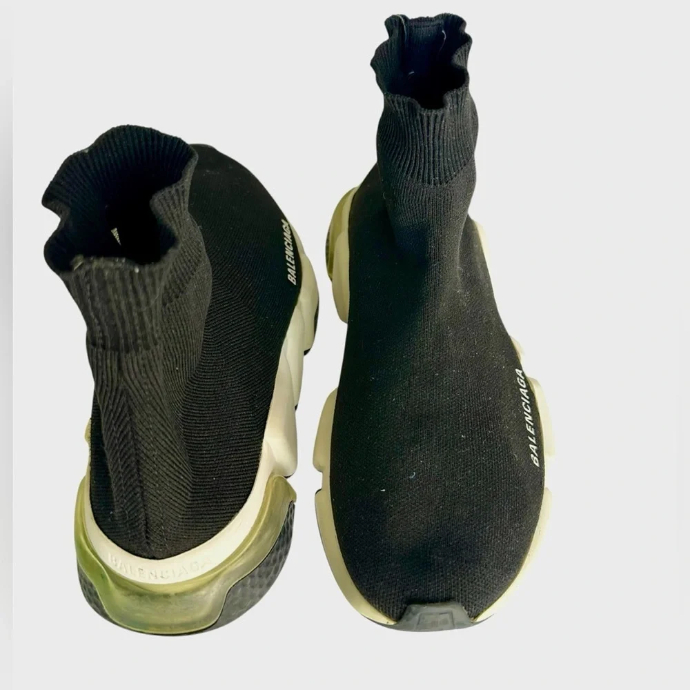 Balenciaga Black Fabric Speed Trainer Slip-Sneakers in Black US 8